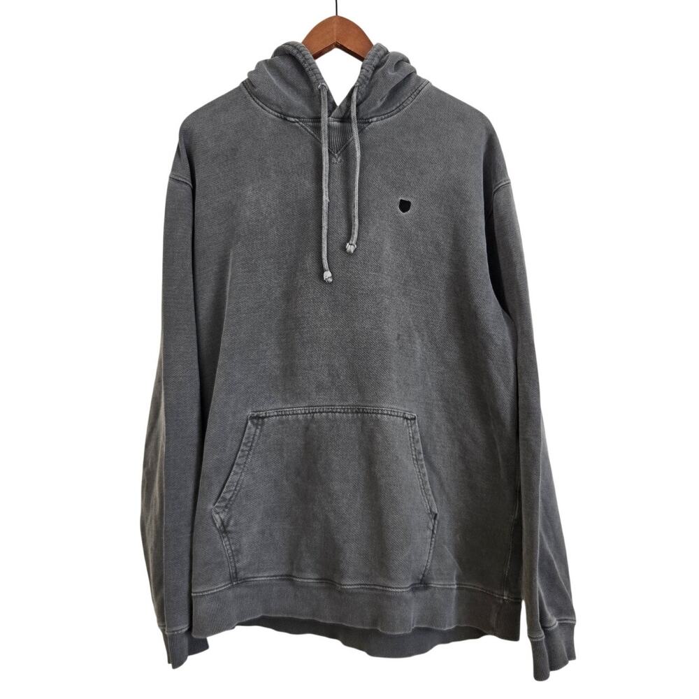 Brixton Gray Heavy Duty Workwear Grunge Streetwear Minimalist Hoodie XL